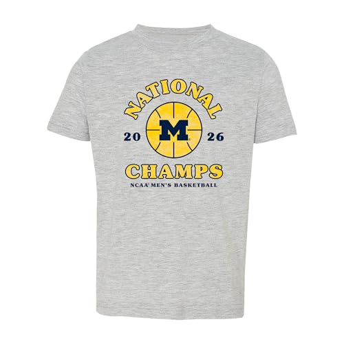 UGP Campus Apparel 953D - Michigan Wolverines 2026 Basketball National Champions Retro Shootout - Sports Team Toddler T-Shirt - 2T - Heather
