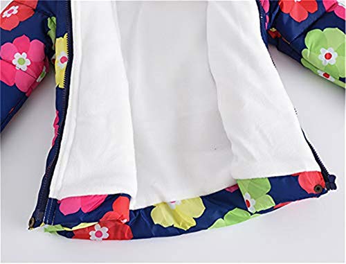 Miss Bei Girl's Kids Toddler Winter Flower Print Parka Outwear Warm Cotton Coat Hooded Jacket 27Rose 150Cm #TOP3