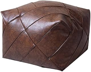 Premium Leder-Pouf, ungefüllt, marokkanischer Sitzpuff, quadratischer Ottoman-Fußhocker und moderner Fußstützenbezug, vielseitige Aufbewahrungslösung