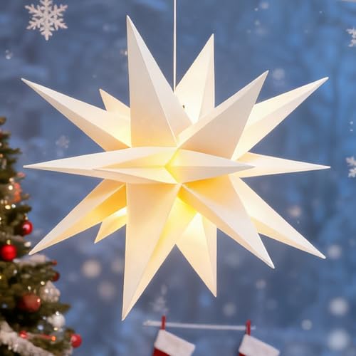 Soontrans Weihnachtsstern Beleuchtet LED 57CM, Leuchtstern Outdoor 3D...