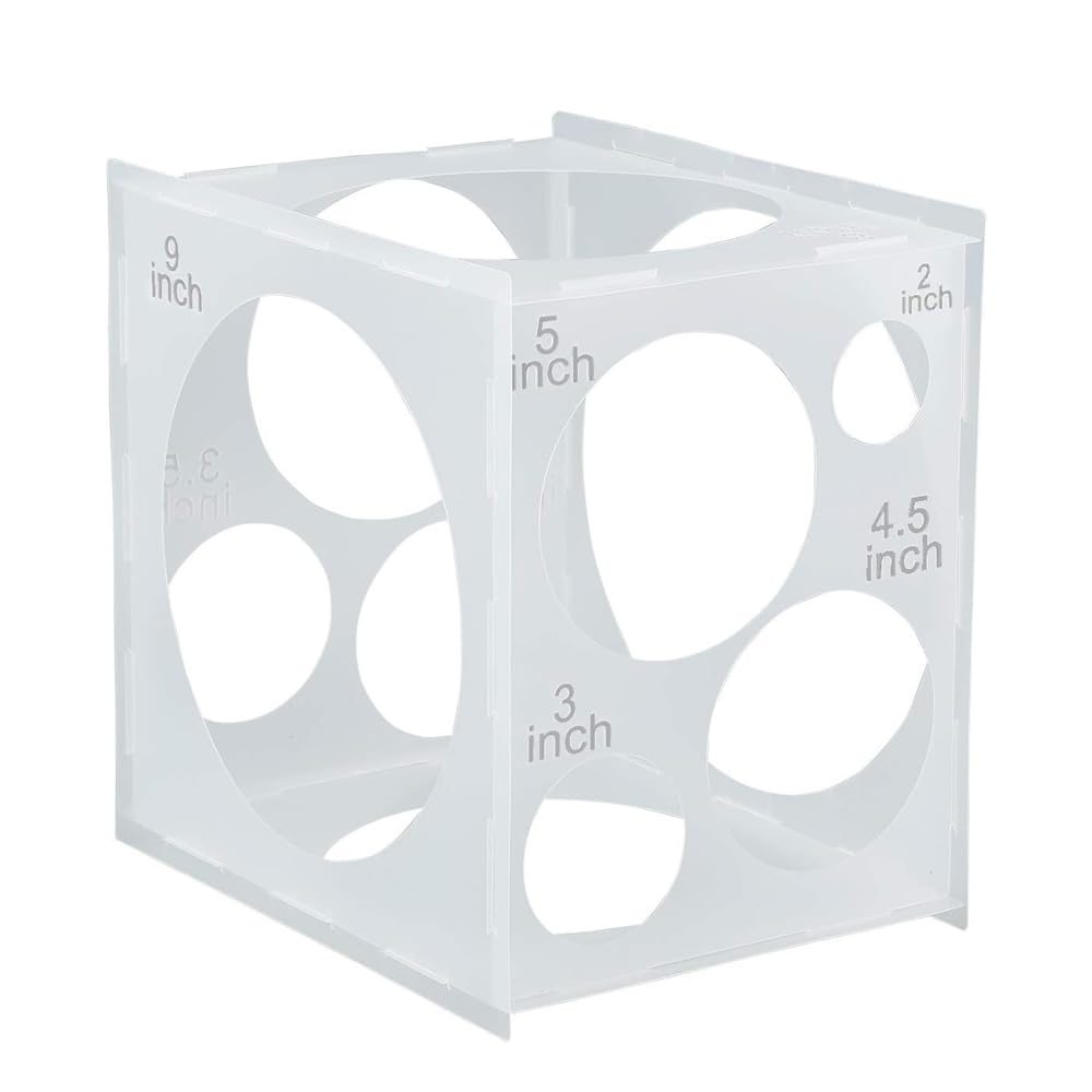 Caja medidora de Globos Desmontable de medición Simple de 11 Orificios Caja medidora de tamaño de Globo de plástico Plegable Adecuada para cumpleaños y Fiestas de Bodas
