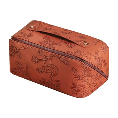 Borsa per il trucco multifunzionale organizer per cosmetici da bagno con cerniera portatile leggero per camera da letto allaperto marrone