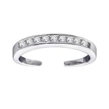 .925 Sterling Silver Channel-Set Sparkling CZ Toe Ring