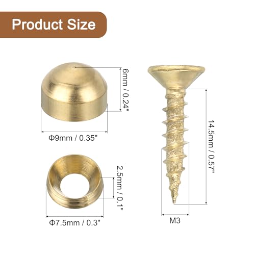 uxcell 12 tornillos decorativos de latón con tapa 9mm miniatura 2