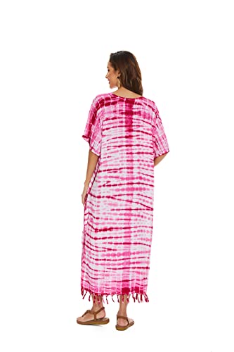Image of Beautybatik Women Hippie Tie Dye Caftan Kaftan Loungewear Maxi Plus Size Long Dress XL to 4X