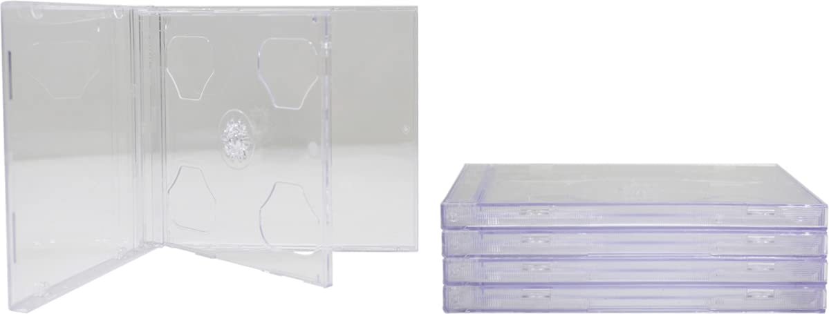 5 Double Slimline CD Jewel Boxes with Clear Tray #CD2R10CL(HOLDS 2 CDS IN THE SPACE OF ONE STANDARD SIZED JEWEL BOX!)