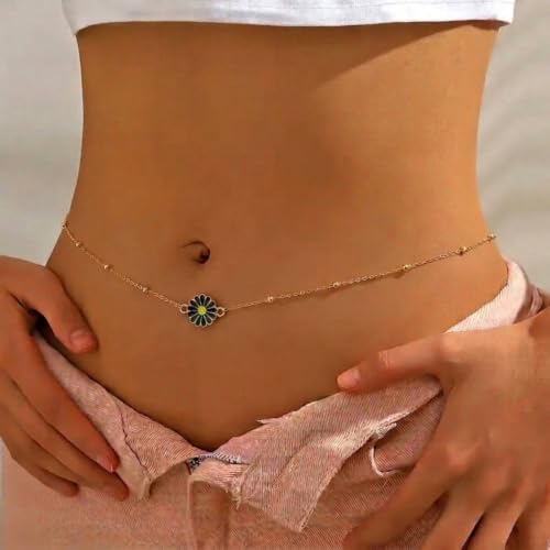 Image of Fabme Women's Waist Chain - Stylish Saree Gold Plated Belly Chain Body Hip Chain for the Waist Ladies Sexy Bikini Jewelry (26-42 In)