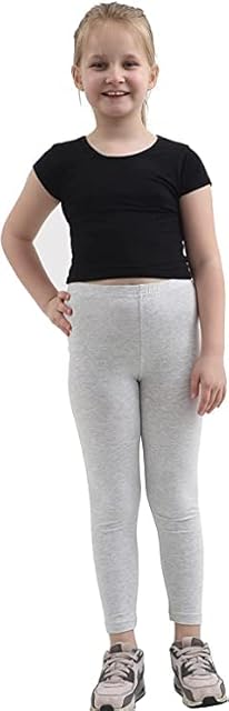 Girls Children Full Length Plain Cotton Leggings Cycling Casual Wear Trouser Legging Solid Tights Pants for Kids Age 1-13 (12-13 Years, Grey)