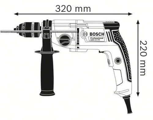 Bosch Professional perceuse GBM 13-2 RE (avec mandrin automatique 13 mm, poignée auxiliaire, butée de profondeur 210 mm)