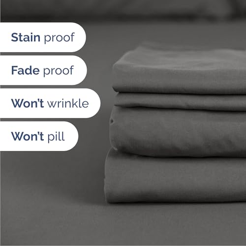 Image of Cal King 6 Piece Bed Sheet Set - Breathable & Cooling Sheets - Charcoal | Ultra-Soft Hotel Luxury Bedding Set with 8-16 Inch Deep Pockets, 1 Flat & 1 Fitted Sheet & 4 Pillowcases, Wrinkle & Fade Free