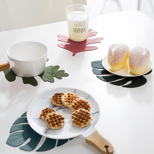 Siliconetrivetmatsetof2monsterapotholdersforhotpotsandpanssoftrubbermultiusetrivetsforkitchencountertopstablesnonslipcoasterslargegreen Urban Country Home Decor Silicone trivet mat set of 2 monstera pot holders for hot pots and pans soft rubber multi use trivets for kitchen countertops tables non slip coasters large green urban country home decor