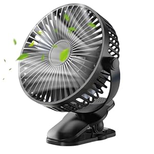 Vegena Mini USB Ventilator, Leise Clip Tischventilator 5000mAh, Tragbare Persönlicher Ventilator mit 720°Drehbar, 5-Gang, Akku Lüfter, Klein Desk Fan für Büro Schlafzimmer Kinderwagen Camping