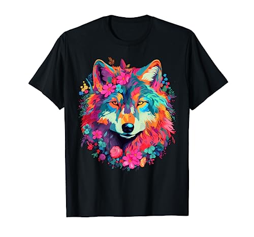 Mignon fleur loup sur l'été Floral Wolf T-Shirt