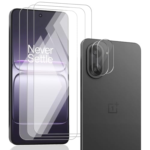 Zerrshoo Protector Pantalla para OnePlus Nord CE 5 5G, Cristal Vidrio Templado 3 Piezas con Protector Lente Cámara 2 Piezas, Dureza 9H Anti-Arañazos, Amigable para Funda, HD Clara Película Protectora