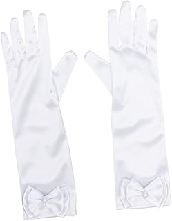 1 Par De Luvas De Criança Luvas De Cetim Luvas Mitenes Acessório De Vestido De Menina Luvas De Vestido De Festa Luva De Flor Luvas Longas De Flor Menina Luvas De Vestido De Laço