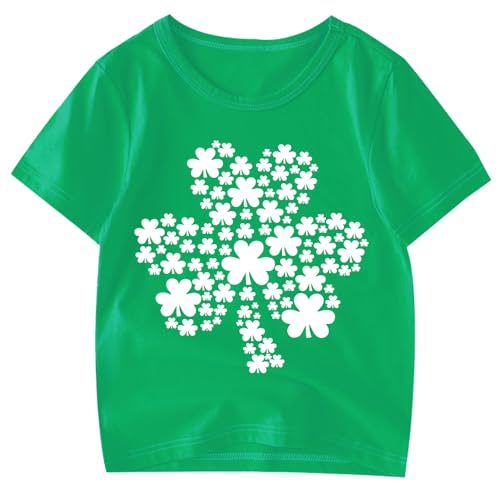Kids St Patricks Day Shirt Boys Girls Irish Shamrock Clover Lucky Tractor Graphic Tees Toddler Short Sleeve T-Shirt Top Green
