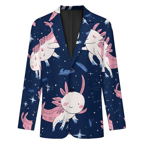 Cute Axolotl Men's Slim Suit Long-Sleeve Prom Tuxedo Classic Two Button Business Jacket4