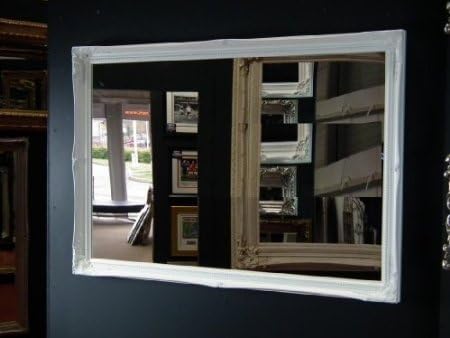 FRAMES BY POST 40" x 28" (102cmx71cm) Large White Framed Vintage Style Beautiful Design Ornate Shabby Chic Over Mantle Big Wall Mirror, 102x71