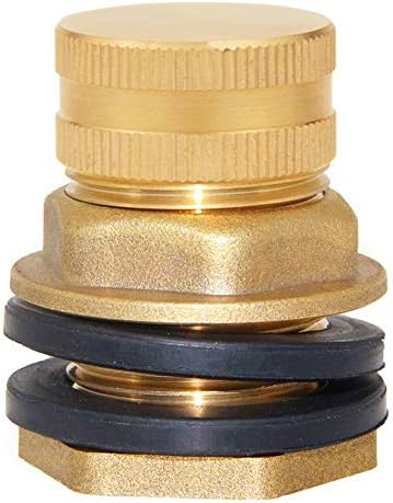Joywayus Brass Male Garden Hose Bulkhead Fitting with Plugs,1/2" Female 3/4" GHT Male Water Tank Connector Threaded and 3/4" GHT Female Outer Hex Head End Pipe Caps Drain/Flush Port Kit