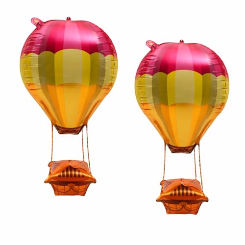 Image of Rozi Decoration Hot Air Balloon Foil Balloons Set for Birthday Decoration, Kids Party, Baby Shower, Theme Party Decorations, Multicolor Parachute Balloon Decor (Pack of 2)