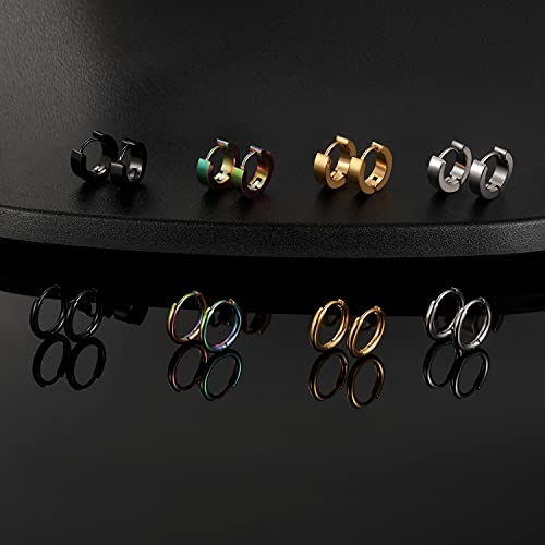 8 Pairs 316L Surgical Stainless Steel Huggie Earrings Hoop Earrings For Women Small Chunky Hoop Earrings Set For Women Men #TOP3