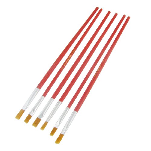 Ruilogod Cepillo de pintura de nylon 8.4 pulgadas mango largo 6 PCS Tono de oro