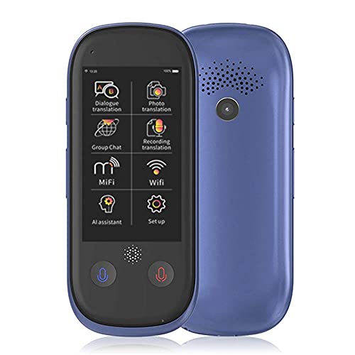 翻訳者, 3 インチ 2.4G WiFi 言語翻訳機、録音翻訳と写真翻訳をサポート、77 言語スマート翻訳機、グレー(Blue)