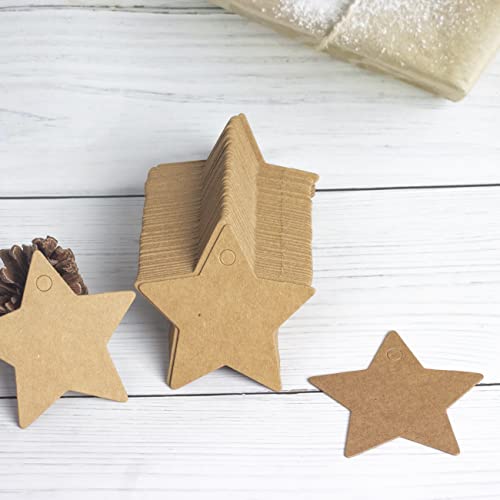 Gift Wrap Tags,100Pcs Paper Christmas Star Shape Gift Tags, Kraft Blank Hang Tags With String(Brown) #TOP1
