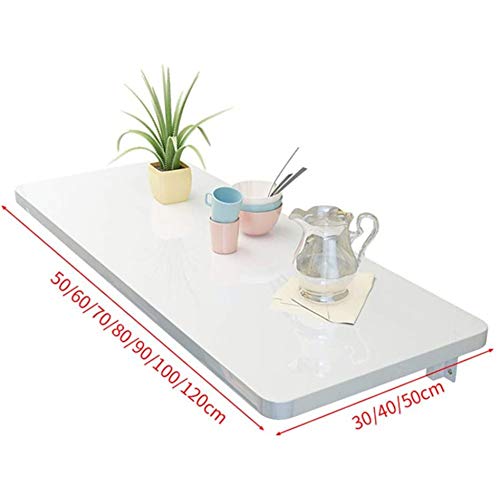 Table pliante murale robuste en acier laqué blanc avec vis