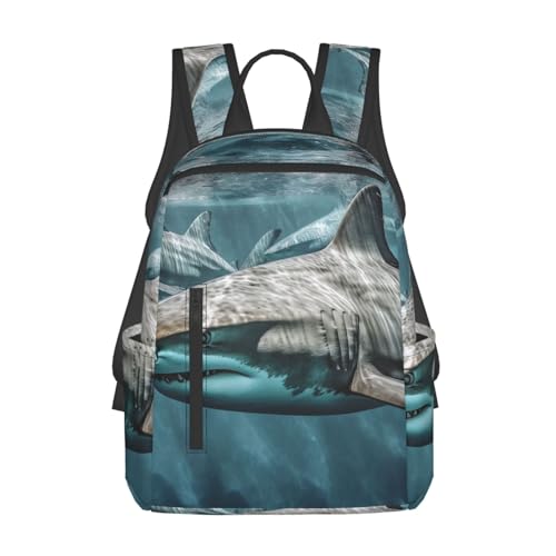 Casual Backpack for Women Men Several Sharks in the Ocean Lightweight Daypack Large Capacity Nurse Bag