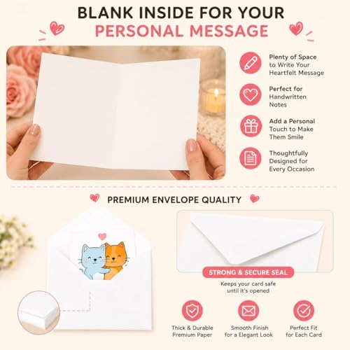 Image of Pack of 12 | Cute Illustrated Notecards with White Envelopes | 4x3 Inch | Blank Greeting Cards