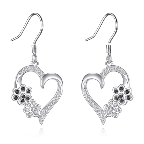 Boucles d'oreilles patte de chien en argent 925 de haute qualité pour femme