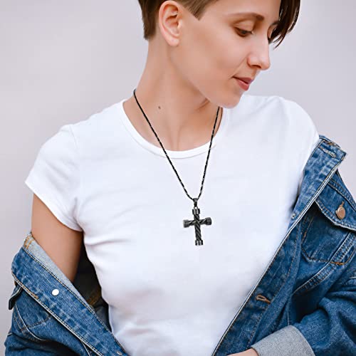 Imrsanl Cremation Jewelry For Ashes Cross Urn Necklace Pendant Keepsake Religious Cross Memorial Ash Jewelry (Black) #TOP2