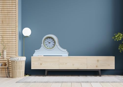 Mantel Clocks, Battery Operated, Silent Wood Table Clock with Westminster Chimes On The Hour, Solid Wooden Shelf Chiming Mantle Clock, 9" x 16" x 3" (White - Roman Numerals) - Image 5