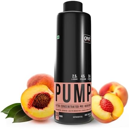 QNT PUMP Explosive Liquid Pre-Workout Supplement | Peach Flavor, 450 ML | 30 Servings | Pre Workout drink for men & women
