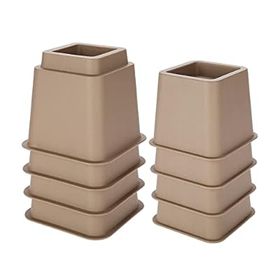 Omquot PP Adjustable Furniture Raisers Set Bed Sofa Chair Small Room Storage 4x5 4x3 for Elderly Students Black/Brown (Brown)
