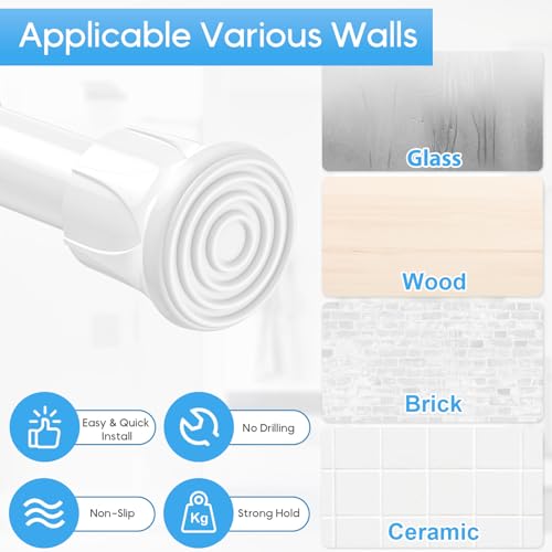 Image of 2 Pack Spring Tension Curtain Rod 28 to 39 inch, Adjustable Curtain Rods No Drilling Spring Curtain Rods Extendable Pressure DIY Tension Rod for Window Closet Kitchen, White