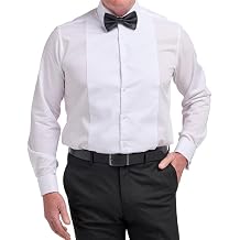 Double TWO | SLM5001 Men's White Formal Tailored Shirt | Marcella Pleated Bib Front Tuxedo Shirt with Double Cuffs