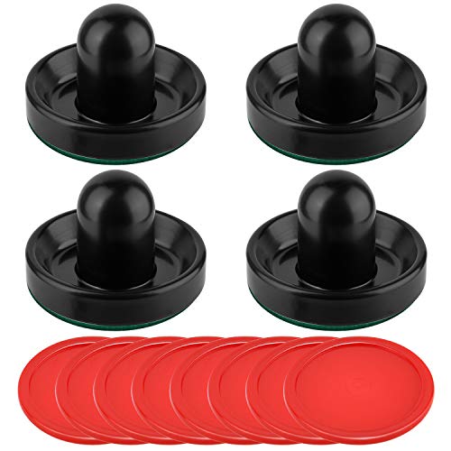 Coopay Air Hockey Pushers and Pucks, Air Hockey Paddles, Goal Handles Paddles Replacement Accessories for Game Tables (4 Striker, 8 Red Puck Pack)