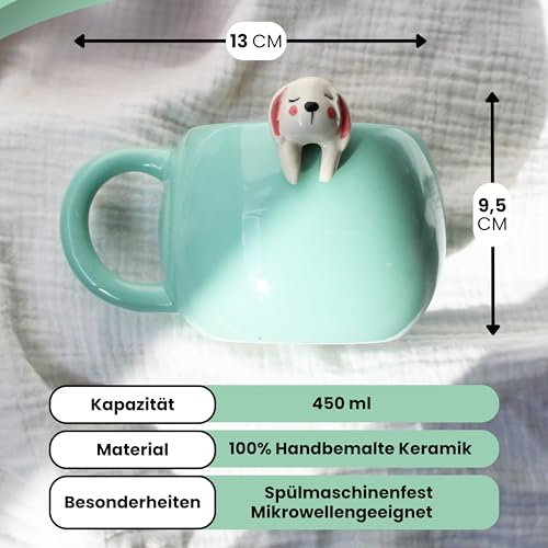 Winkee - Pet Friends Tasse Hase Fluffy I Super süße Kaffeetasse & Teetasse I Großer Becher- ca. 450 ml