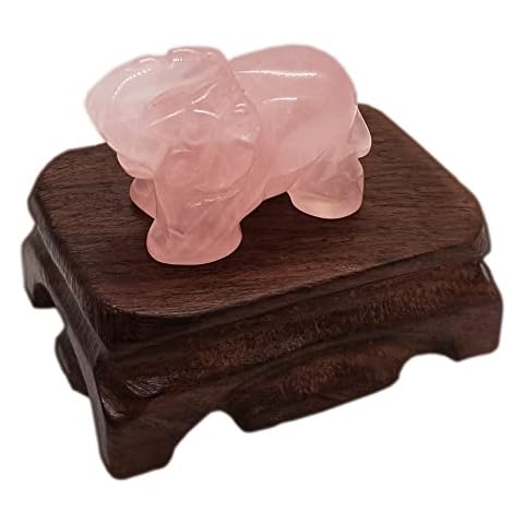 OYOYTLGX Rose Quartz Elephant Crystal Figurine Healing Carved Ornament for Home Office and Feng Shui Decor Cover