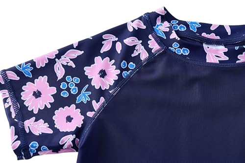 Image of UMELOK Girls Rash Guard Swimsuit Short Sleeve Bathing Suit Rashguard Sets