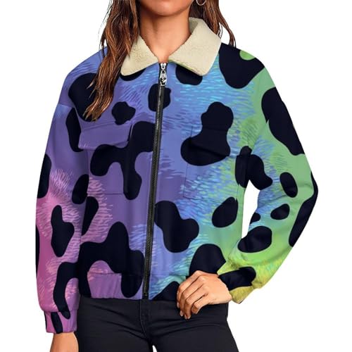 Manteau dessin animé col revers veste polaire femme doublé grande taille