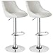 WOLTU BS9181 Sgabelli da Bar Alta Sedia Girevole Cucina con Schienale Poggiapiedi in Ecopelle, Regolabile in Altezza, 2 Pezzi Bianchi