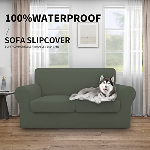 Image of Easy-Going Waterproof 3-Piece Loveseat Cover Couch Covers for Sofa