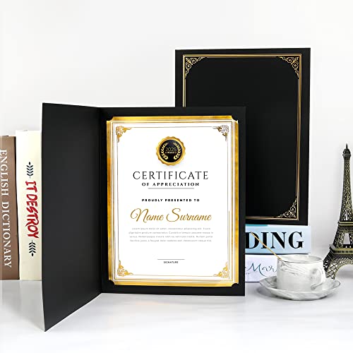 Sunee Certificate Holders(Black, 30 Packs, New Pattern), Diploma Covers Gold Foil Border, For Letter Size 8.5X11 Certificates, Cardstock, Document Papers #TOP4