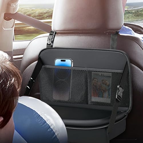 Solution de rangement pour siège arrière véhicule avec plateau pliable universel - 4