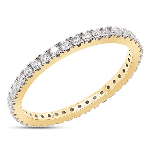 SAVEARTH DIAMONDS 1/2 cttw Lab Created Moissanite Diamond Full Eternity Stackable Wedding Band Ring In 14k Gold Over Sterling Silver Jewelry For Women (VVS1 Clarity, 0.50 Cttw)3