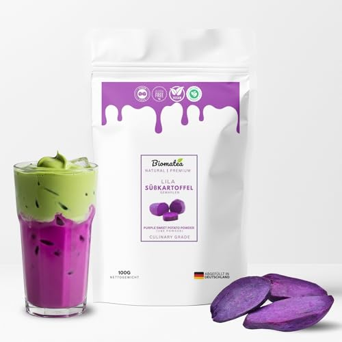 Biomatea Lila Süßkartoffel Pulver 100 g – Premium Ube Powder, Purple Sweet Potato Powder, naturbelassen & rein, ohne Zusatzstoffe, vegan & glutenfrei Kartoffelpulver
