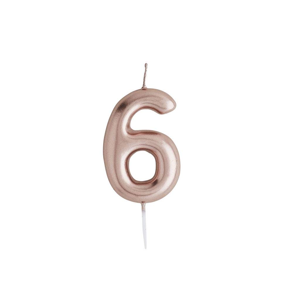 CLUB GREEN ROSE GOLD NUMBER 6 CANDLE, 1.5 x 16.5 x 8 cm